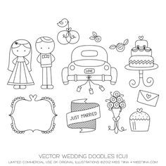 Vector Wedding Doodles {CU}