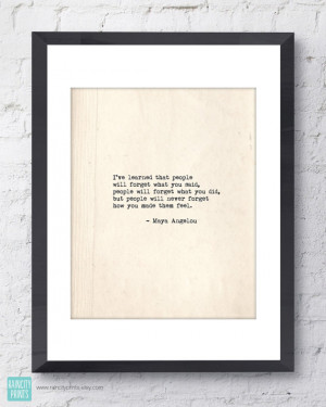 Maya Angelou Quote. Inspirational Print. Typographic Print. Typewriter ...