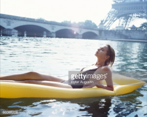 Woman Floating On Air Mattress Stock Photo Premium Royalty Free