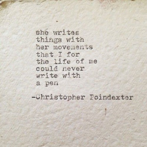 She writes.....Christopher Poindexter