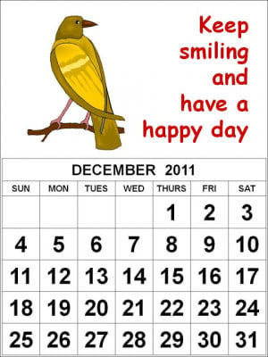 ... these Free Cute Cartoon Monthly Calendar 2011 December with big fonts