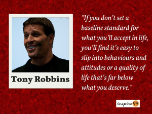 tony robbins setting standards quote, quote of the day, tony robbins ...