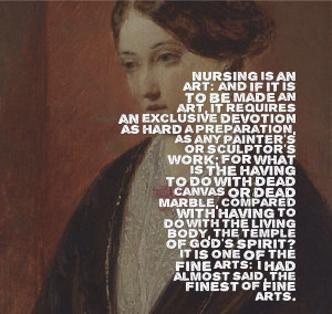Nursing is an art -Florence Nightingale; the lady with the lamp