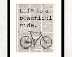 ... Mixed Media Bike Art Dictionary Art Print Inspirational Quote