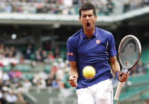 Novak Djokovic of Serbia reacts during his men's singles match against ...