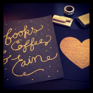 Books coffee & rain hand lettered quote art #calligraphy #thebiglakemi