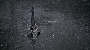 Humor, torre eiffel, París, Francia, asfalto, tierra, lluvia, agua ...