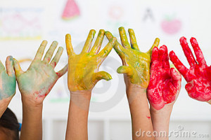 Kids Hands Paint Royalty Free Stock Image - Image: 15866266