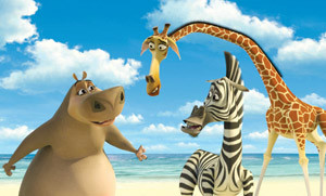 Gloria the Hippo, Marty the Zebra and Melman the Giraffe in DreamWorks ...