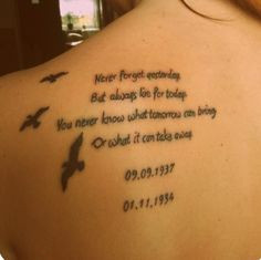 My first tattoo for my grandma and grandpa! Never forget yesterday but ...