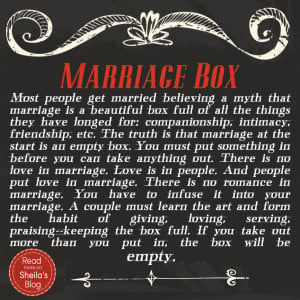 ... beautiful wooden box with this poem, Marriage Box, written in it