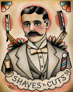 New Barber Print on Etsy! Parlor Tattoo Prints