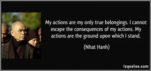 ... my actions. My actions are the ground upon which I stand. - Nhat Hanh