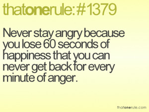 Never Stay Angry because You Lose 60 seconds of happiness that you can ...