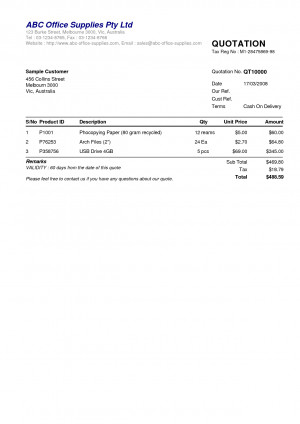 Business Quotation Sample by vxs12362