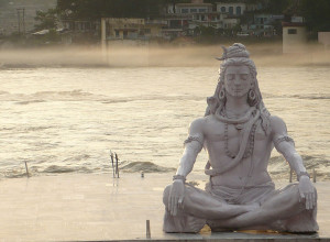 statue of Shiva meditating on the Ganges River, rishikesh