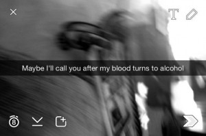 alcohol, black and white, blood, drunk, grunge, heart break, quote ...