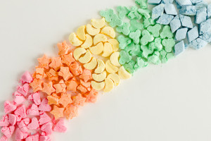 opted for the original Lucky Charms shapes: pink hearts, orange ...