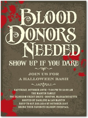 party invite i would highly recommend this blood drive halloween party ...
