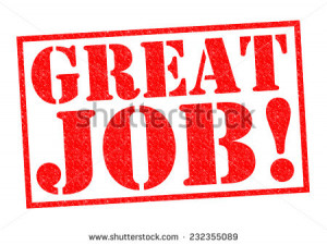 GREAT JOB! red Rubber Stamp over a white background. - stock photo