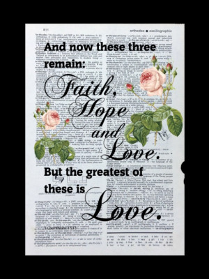 Corinthians Faith Hope Love Bible Quote Print dictionary page Book ...