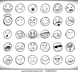 ... expression and emotion, sketched outline on white - stock vector