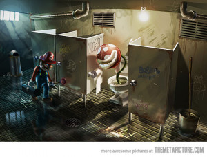 Funny photos funny Mario Bros bathroom plumbing toilet