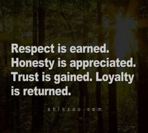 Respect honesty loyalty