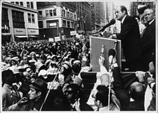 Hubert Humphrey campaigning for President in 1968