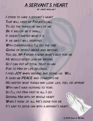 Servant's Heart: this has been true of you your whole life long. You ...