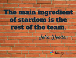 The main ingredient of stardom is the rest of the team. / John Wooden