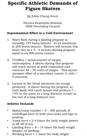Specific athletic demands of figure skating.