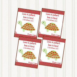 Kids PERSONALIZED Turtle VALENTINES Card Valentine PRINTABLE Christian ...