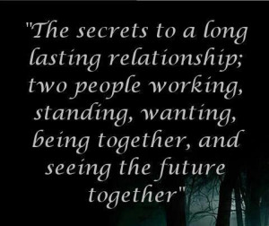 secretes to a long lasting relationship; two people working, standing ...