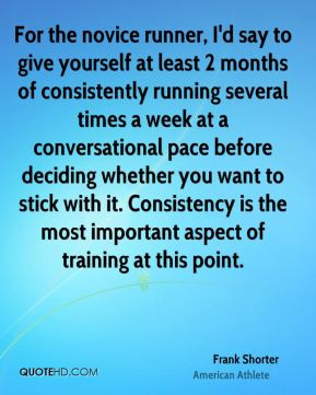 For the novice runner, I'd say to give yourself at least 2 months of ...