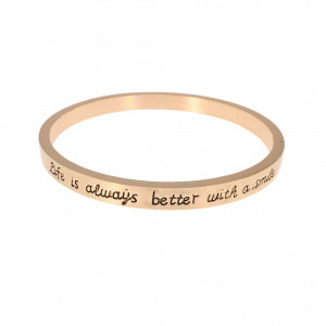 ... Gold Or Silver Quote Bangle 'Life Is Always Better With A Smile