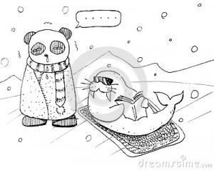 Funny Cartoon Sick Panda North Pole Royalty Free Stock Image