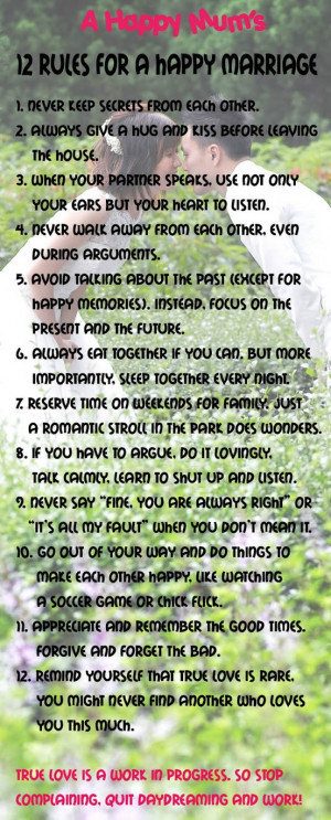 Rules For A Happy Marriage: Quote About 12 Rules For A Happy Marriage ...