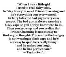 bad guy, cute, fairy tales, prince charming, quote, so true, taylor ...