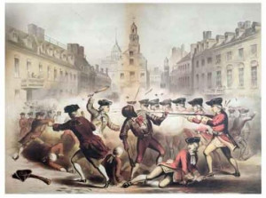 ... painting of Crispus Attucks' death in the Boston Massacre of 1770