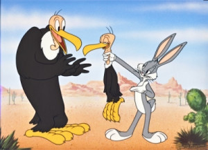 ... out hand-painted cel featuring Bugs Bunny and Beaky Buzzard. ONE ONLY