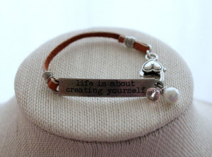 Bracelet Leather Stamped Quote 