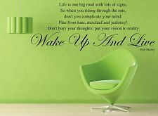 Wall art sticker Quote Wake up and Live Bob Marley wall transfer decal ...