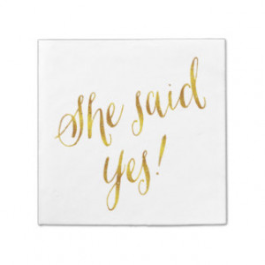 She Said Yes Quote Faux Gold Foil Metallic Design Standard Cocktail ...