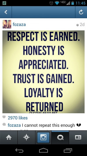 Loyalty Respect Honesty