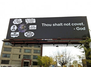 Billboard in Minnesota on coveting.