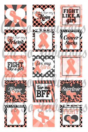 Uterine Cancer Awareness Peach Ribbon 1 inch Squares Images Digital ...