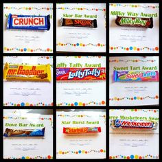 Candy bar awards. My fifth grade math class would love this! More