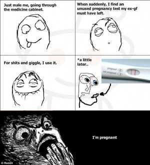 ... cartoon making light of his male friend's positive pregnancy test
