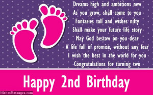 2nd Birthday Card Message For